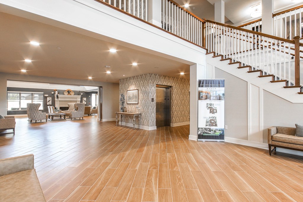 Clubhouse Lobby at Haven at Congaree Pointe 55+ Apartments, Columbia South Carolina