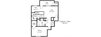 Hickory Manor_1 Bedroom Floor Plan