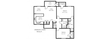 Hickory Manor_2 Bedroom Floor Plan