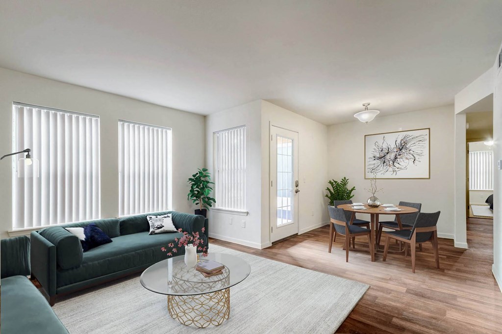 Living Room With Dining at Lakecrest Village, Houston, TX