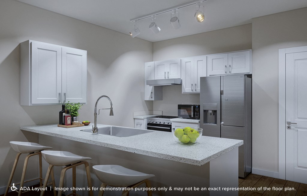 Dominium-Landings at Silver Lake Village-ADA Kitchen Rendering