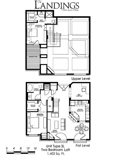 2 Bedroom Floor Plan at The Landings at Silver Lake Village, St. Anthony, 55421