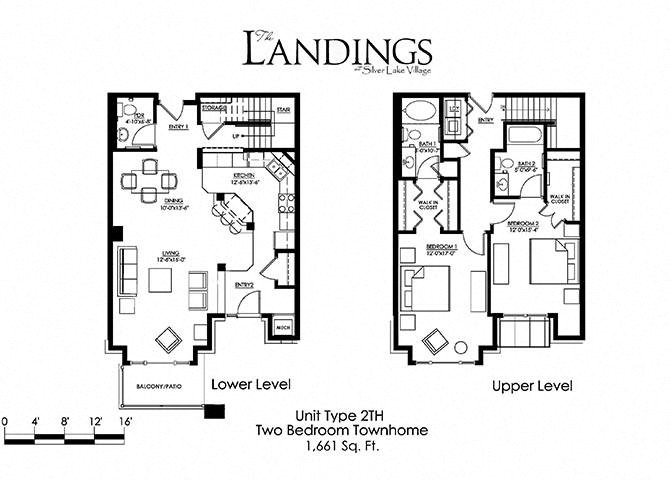 2 Bedroom Floor Plan at The Landings at Silver Lake Village, Minnesota
