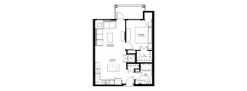 1 Bedroom Floor Plan at Landings of Lexington, Lexington, 55014