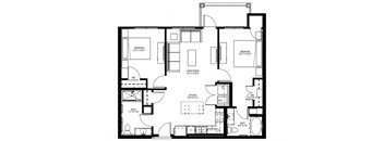 2 Bedroom Floor Plan at Landings of Lexington, Minnesota, 55014