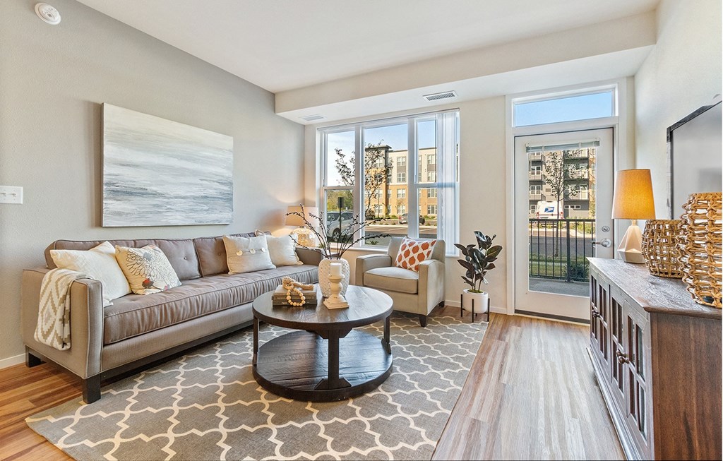 Modern Living Room at Legacy Commons at Signal Hills 55+ Apartments, West St. Paul, MN