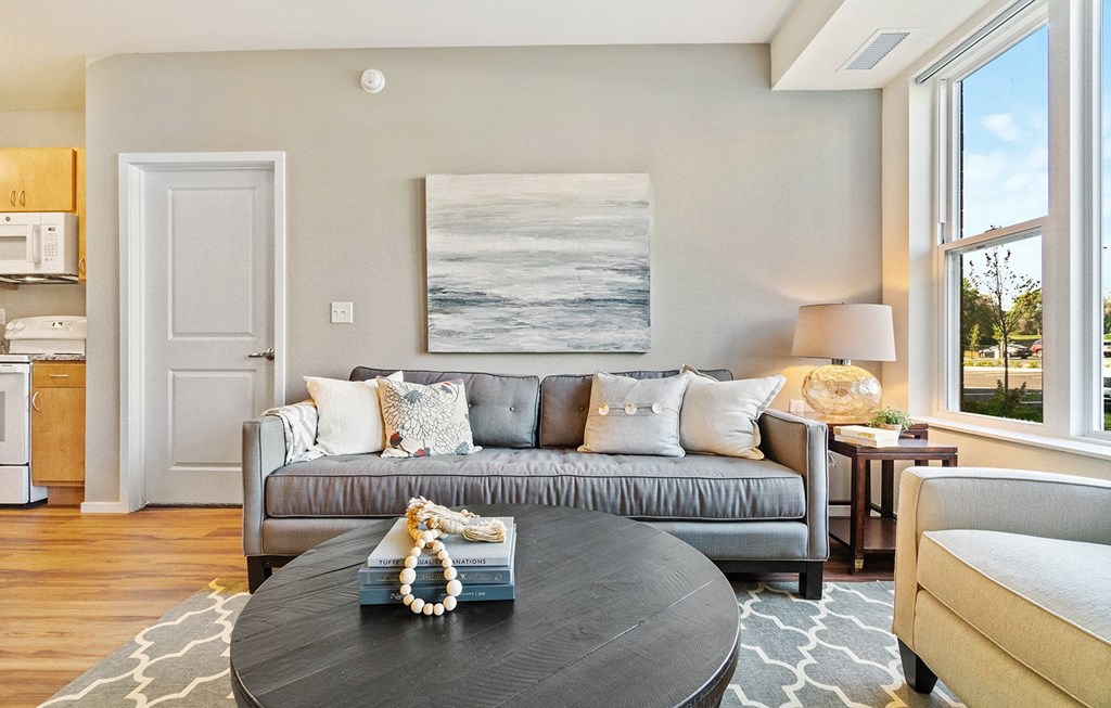 Living Room Interior at Legacy Commons at Signal Hills 55+ Apartments, Minnesota