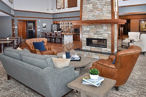 Clubroom With Fireplace at The Legends of Cottage Grove 55+ Apartments, Cottage Grove
