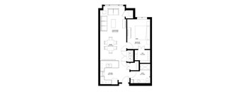 1 Bedroom Floor Plan at The Legends of Woodbury 55+ Apartments, Minnesota, 55129