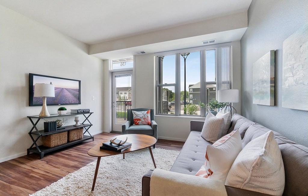 Living Room at Oaks Landing 55+ Apartments, New Brighton