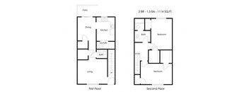Park At Mt Zion_2 Bedroom Floor Plan at Park at Mt. Zion Apartments, Jonesboro, GA 30236