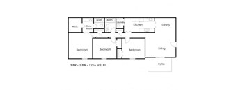 Park At Mt Zion_3 Bedroom Floor Plan at Park at Mt. Zion Apartments, Jonesboro, GA