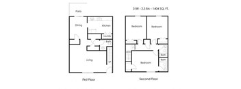Park At Mt Zion_3 Bedroom Floor Plan at Park at Mt. Zion Apartments, Jonesboro, 30236