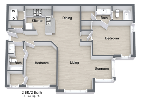 2 Bedroom Floor Plan