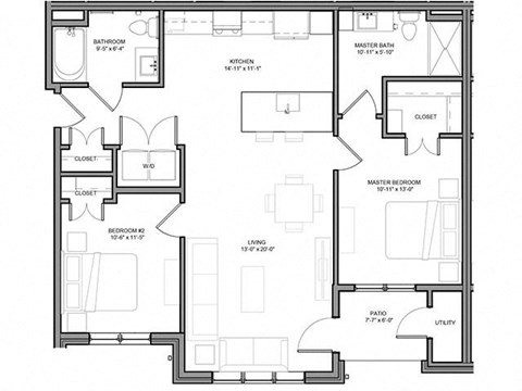 Preserve at Highland Ridge_2 Bedroom Floor Plan