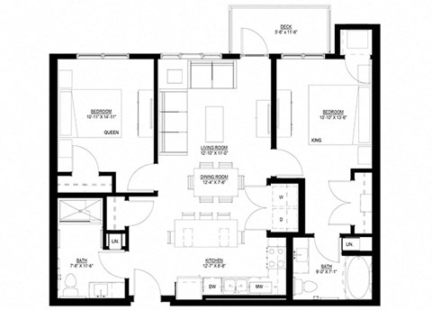 Preserve at Shady Oak_2 Bedroom Floor Plan