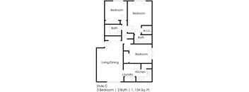 three bedroom floor plan