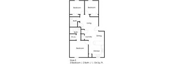three bedroom floor plan