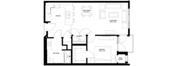 River North_1 Bedroom Floor Plan