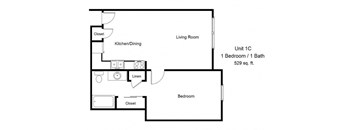 1 Bedroom Floor Plan