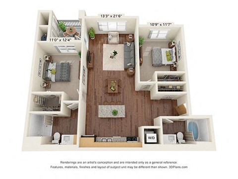 B2 Floor Plan at Scharbauer Flats, Midland, 79705