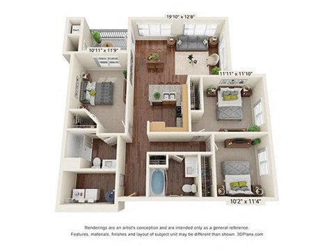 C1 Floor Plan at Scharbauer Flats, Midland, 79705