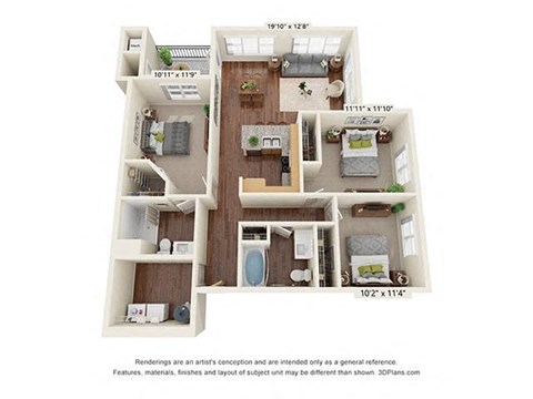 C2 Floor Plan at Scharbauer Flats, Texas