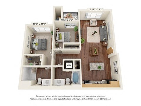 D1 Floor Plan at Scharbauer Flats, Texas