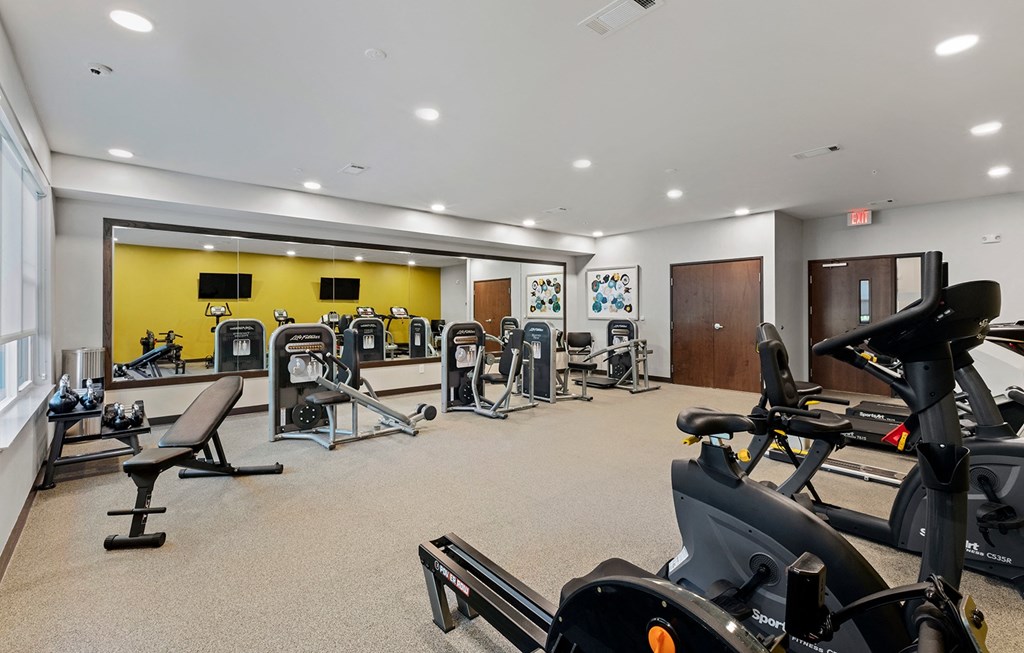 Fitness Center equipment at Stonepointe 55+ Apartments, Georgia, 30058