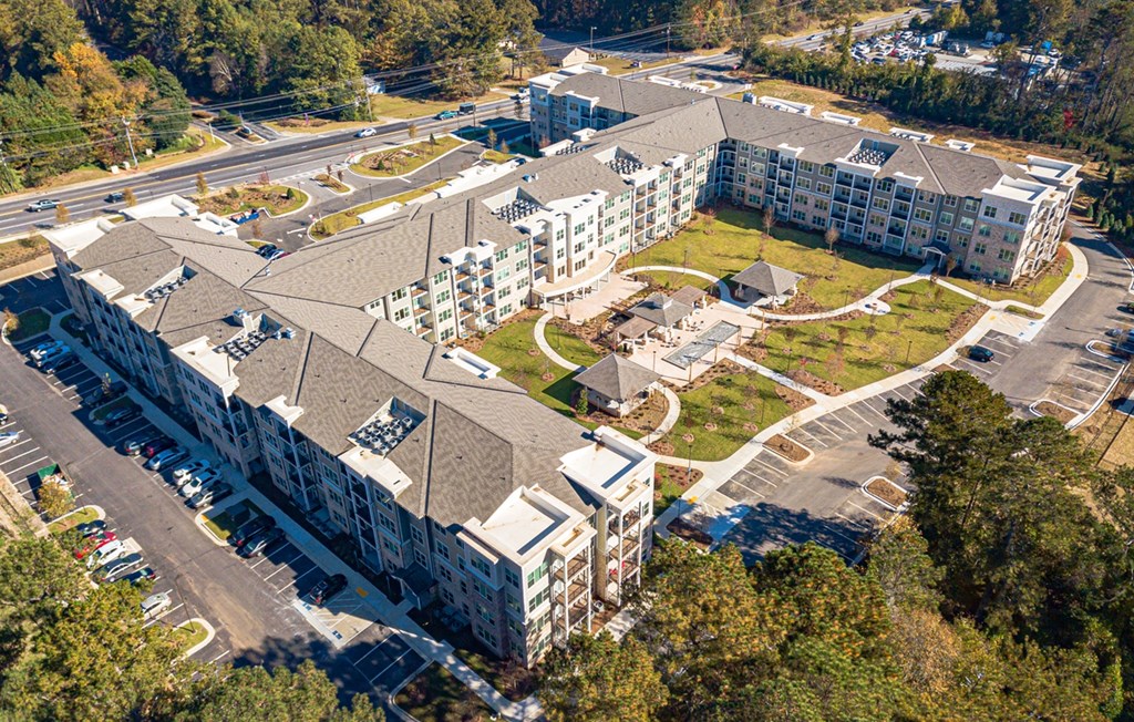 Aerial view 1 at Stonepointe 55+ Apartments, Lithonia, GA