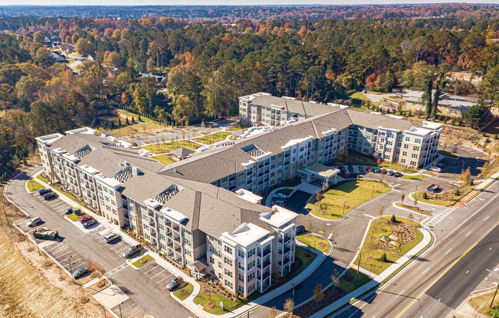 Aerial view at Stonepointe 55+ Apartments, Lithonia, GA, 30058