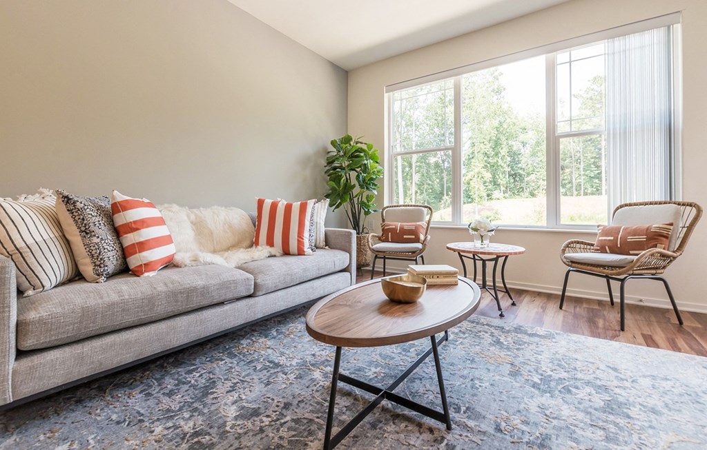 Model Living Room at Stonepointe 55+ Apartments, Lithonia, GA