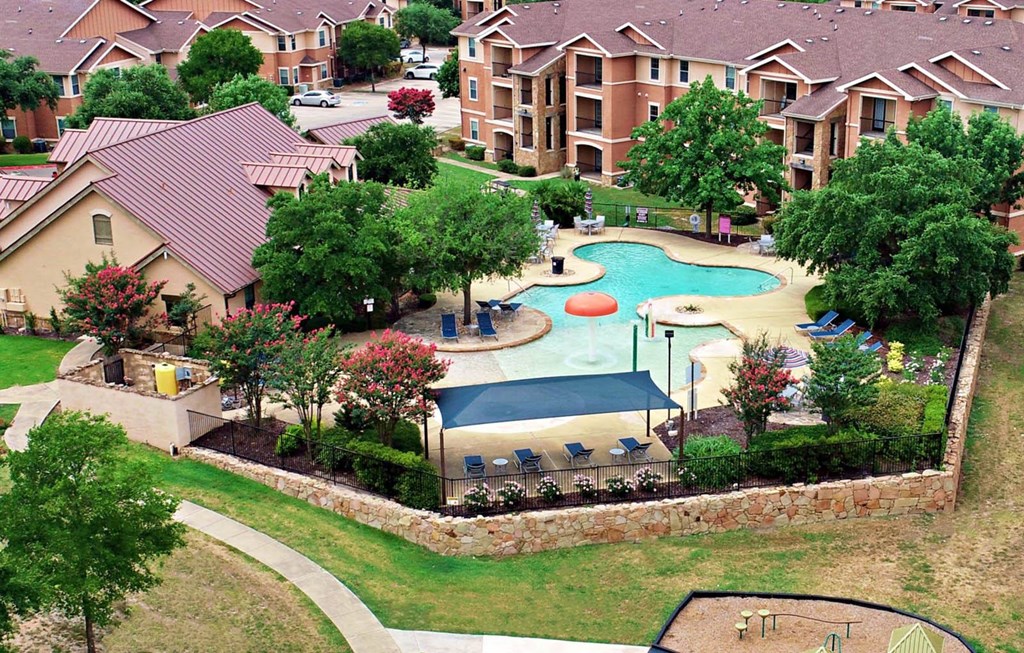 Aerial Pool View at Stoneridge Apartments, Pflugerville Texas
