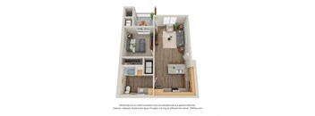 Timbers at Hickory Tree 1 Bedroom Floor Plan
