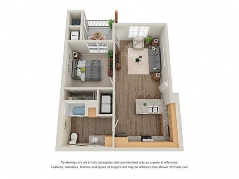 Timbers at Hickory Tree 1 Bedroom Floor Plan