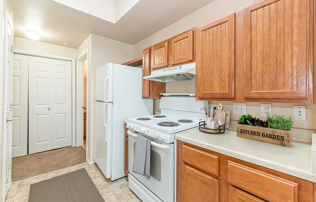 Virtually Staged Apt Kitchen at The Cesera 55+ Apartments, Garland