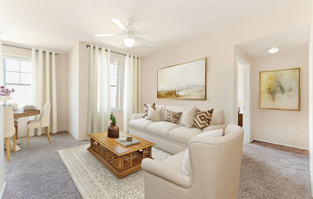 Living Room at The Cesera 55+ Apartments, Garland Texas