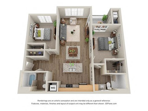 Timbers at Hickory Tree 2 Bedroom Floor Plan