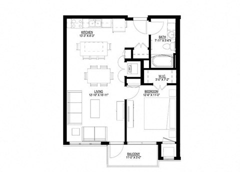 Union Flats_1 Bedroom Floor Plan