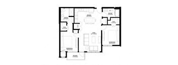2 Bedroom Floor Plan at Union Flats, Minnesota