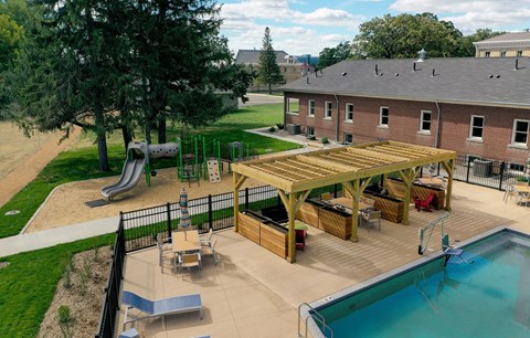 Pool Deck and Playgroundat Upper Post Flats, Fort Snelling