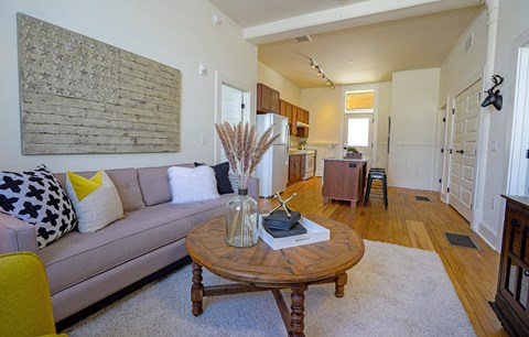 Living Area With Kitchen at Upper Post Flats, Fort Snelling, 55111