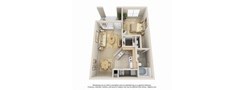 1 Bedroom Floor Plan at Villa Springs, Houston, TX, 77090