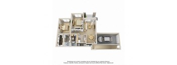 2 Bedroom Floor Plan at Villa Springs, Houston, TX