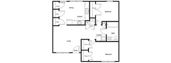 Village of Kaufman_2 Bedroom Floor Plan
