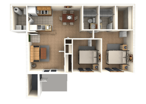 Waterview_2 Bedroom Floor Plan