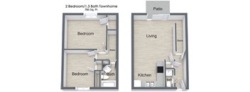 Woodside Village_2 Bedroom Floor Plan