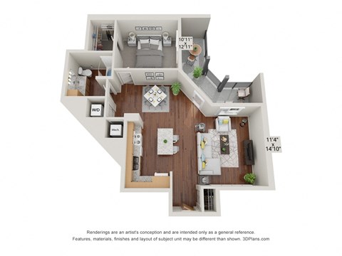 1 bed 1 bath 1C Floor Plan at 900 at Cleveland Park, Nashville, TN