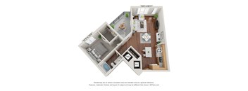 1 bed 1 bath 1E Floor Plan at 900 at Cleveland Park, Nashville, 37207