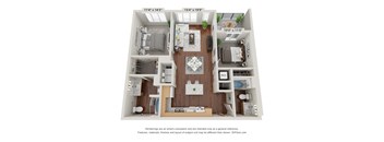 2 bed 2 bath 2A ADA Floor Plan at 900 at Cleveland Park, Nashville Tennessee